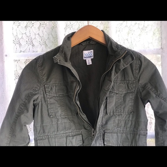 Old Navy XS Girls Army green jacket (lined) - Picture 4 of 7